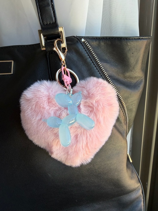 Accessories - Fluffy Pink Heart Bag Charm